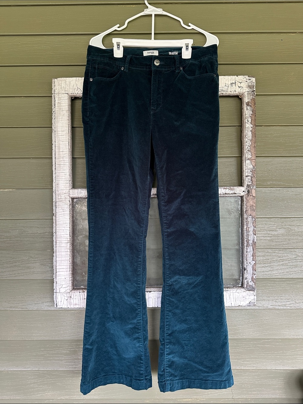 Kensie Teal Corduroy Flare Jeans - Women's